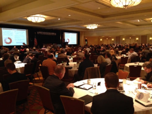 A ballroom full of attendees of the January 2015 meeting of the Midwest Association of Rail Shippers (MARS).